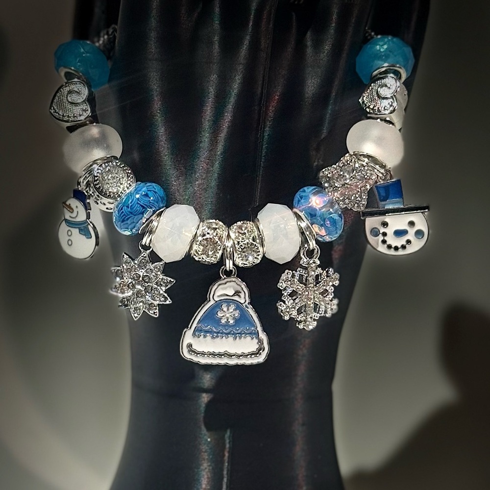 Blue and Silver Christmas Charm Bracelet